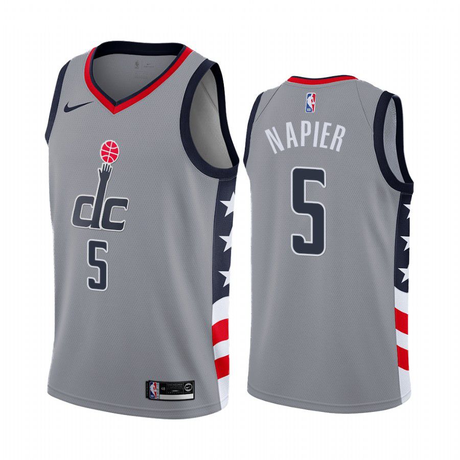 Men Washington Wizards #5 shabazz napier gray city edition 2020 nba jersey